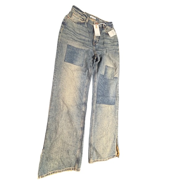 Good American The Khloe Jean Super High Rise Straight Patchwork Blue Size 6/28 - Picture 3 of 10